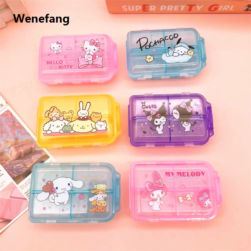 Wenefang Sanrio Cartoon My Melody Kuromi Medicine Box Pill Storage Box Anime High Quality Peripherals Jewelry Box Mini Portable Seal A Gift for Girls