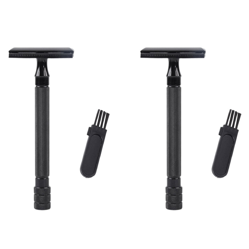 NAMUNY 2X Double Edge Long Handle Classic Manual Shaver Holder Black