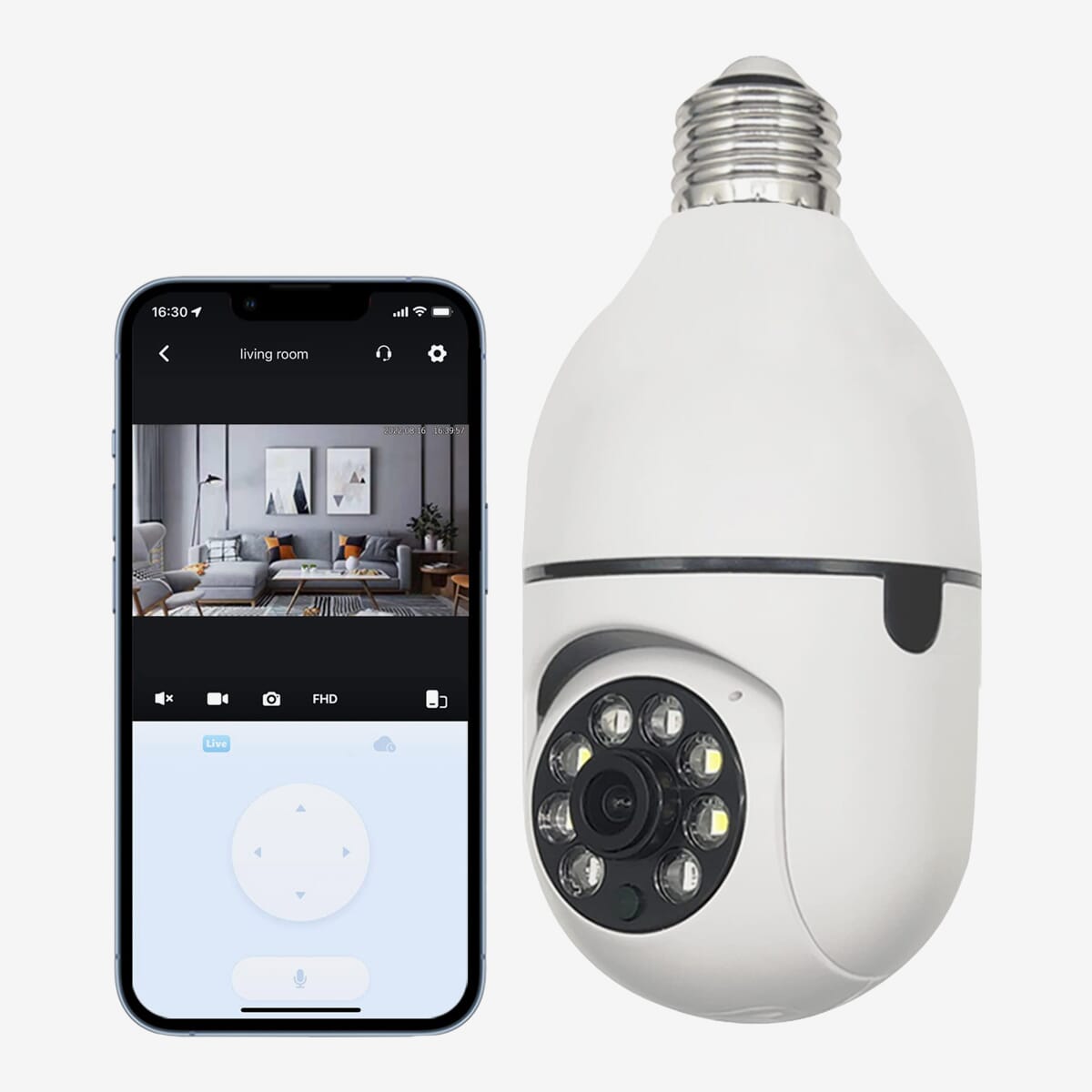 Electrohub WiFi Panorama Bulb Camera 360° HD Security Camera | Wireless CCTV Bulb with Night Vision, Motion Detection & Two-Way Audio | Smart Home Surveillance Camera for Indoor Security | Easy Install | Shoppoint