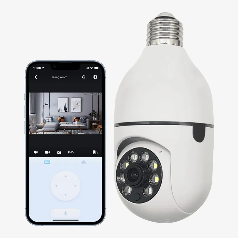 Electrohub WiFi Panorama Bulb Camera 360° HD Security Camera | Wireless CCTV Bulb with Night Vision, Motion Detection & Two-Way Audio | Smart Home Surveillance Camera for Indoor Security | Easy Install | Shoppoint