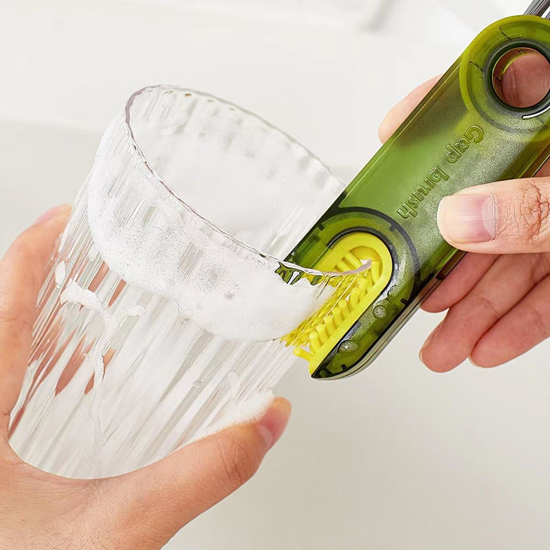 3 In 1 Bottle Gap Cleaner Brush Multifunctional Cup Cleaning Brushes Water Bottles Clean Tool Mini Silicone U-Shaped Brush CF8