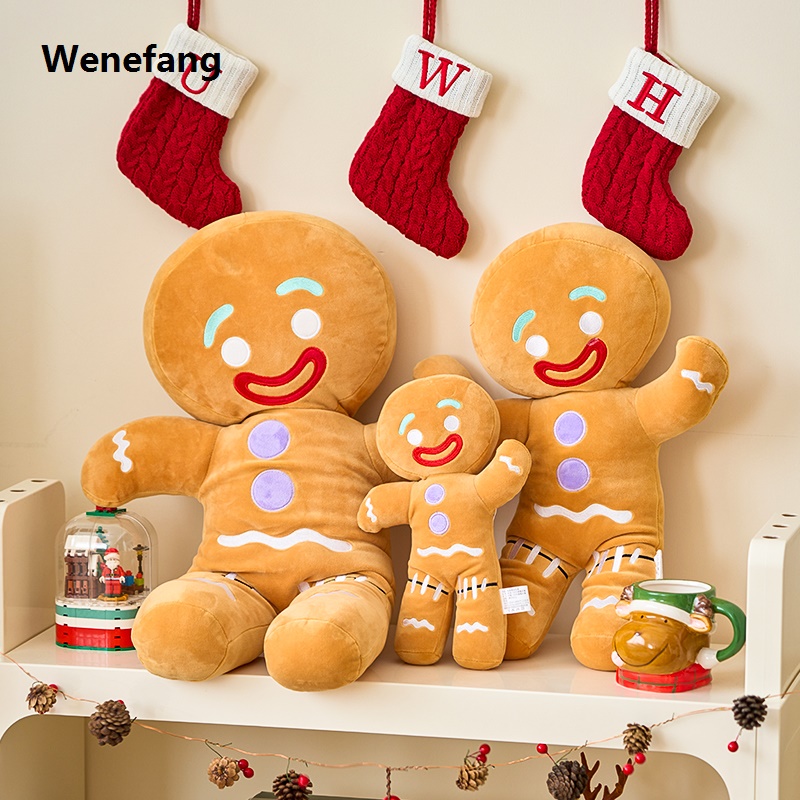 Wenefang Gingerbread Man Anime Plush Toys Cookies Man Stuffed Doll Soft Hot Selling Sofa Cushion Room Decor Christmas Decor Xmas Gifts For Kids