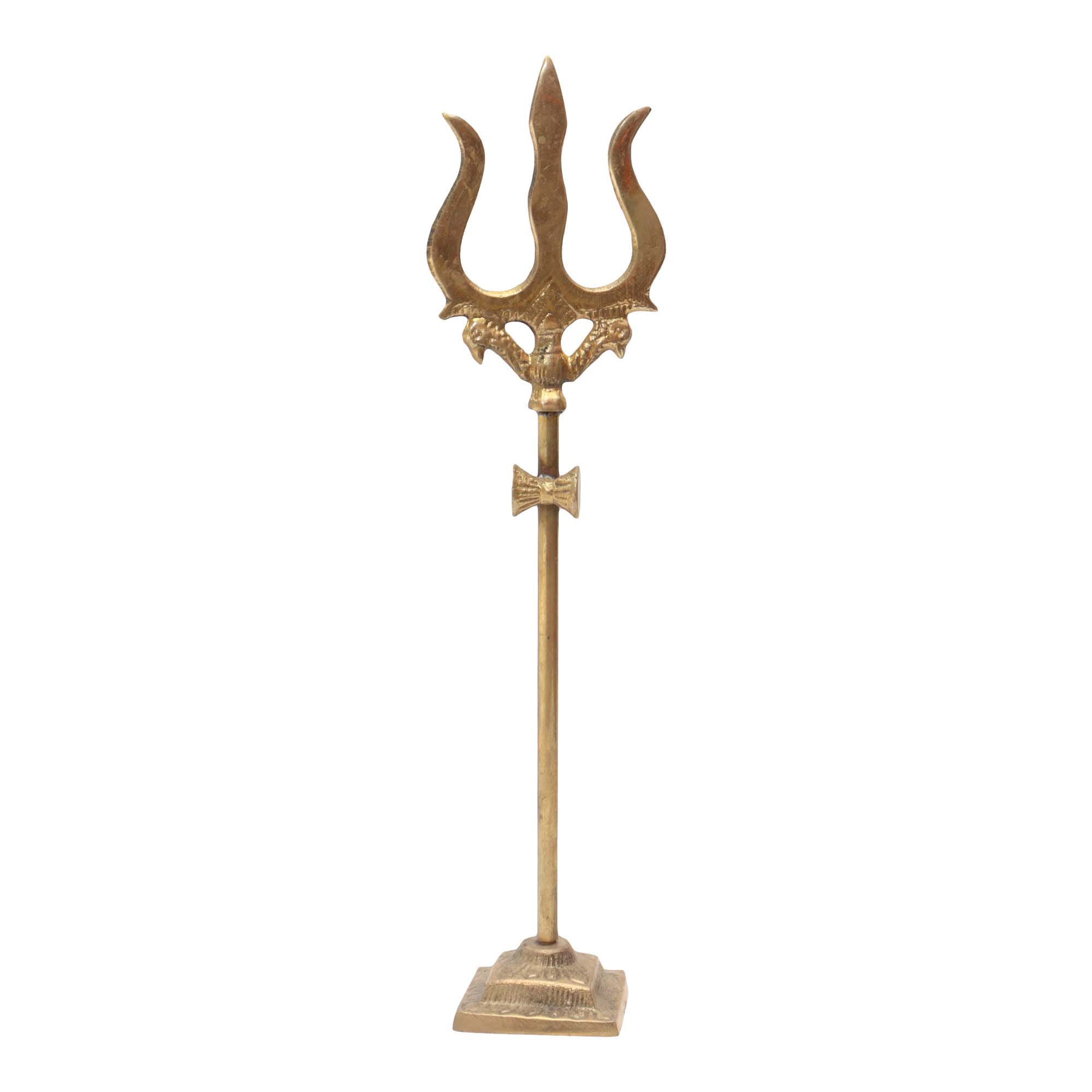 Lord Shiva Brass Trishul With Damru On Stand 4Inch 30Gram