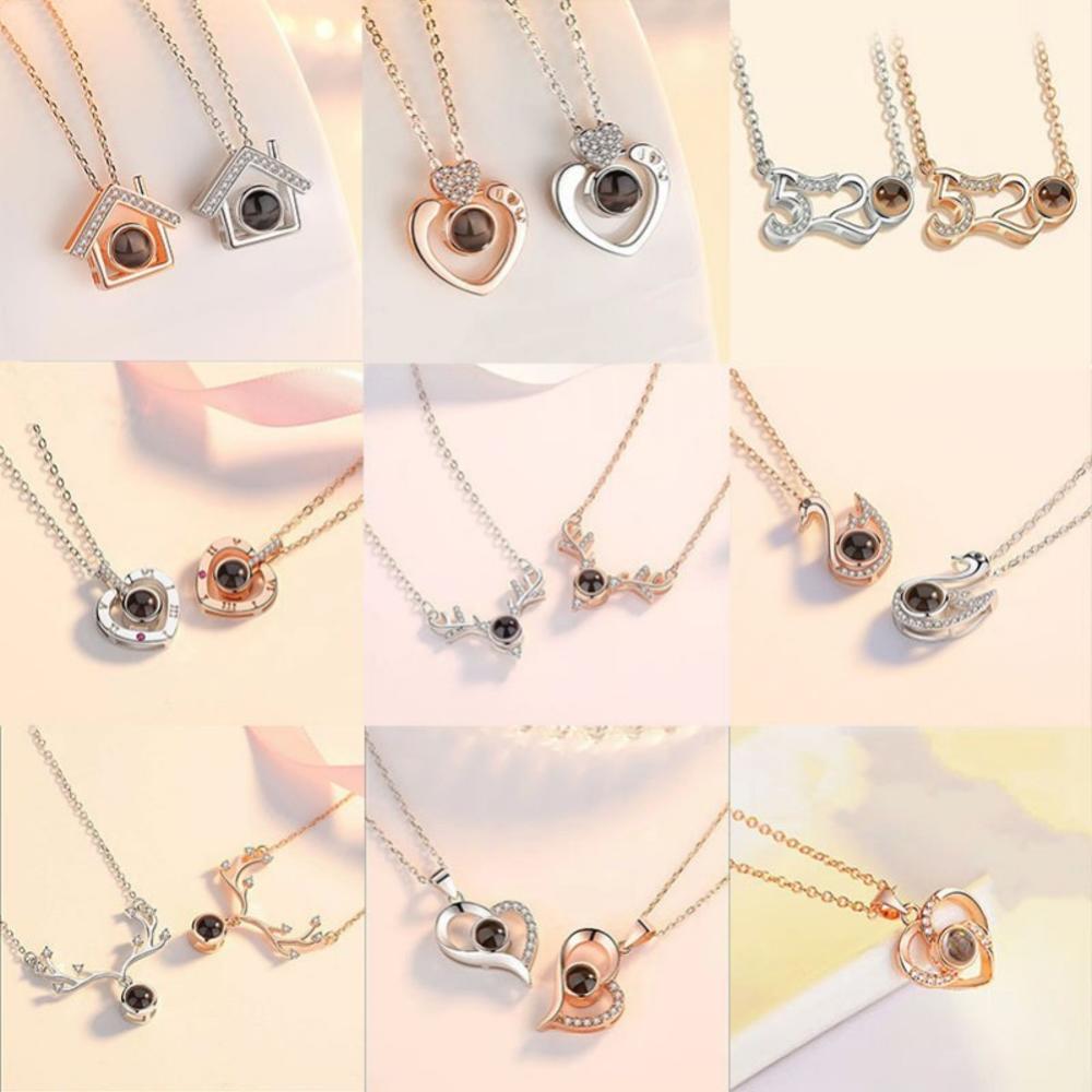 100 Languages "I Love You" Necklace Necklace Pendant Projection Letter Necklace