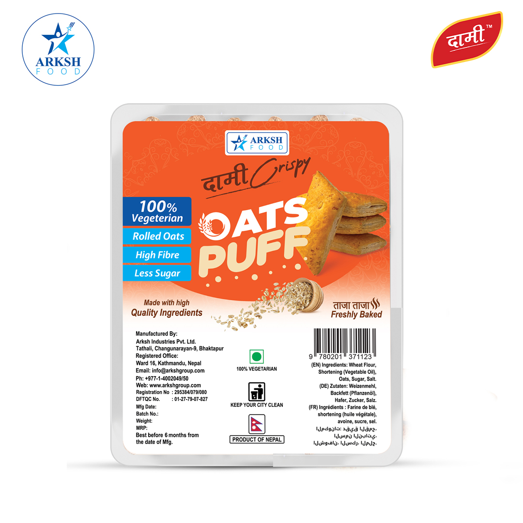 Arksh Food Dami Crispy Puff Oats Flavor 150 gm