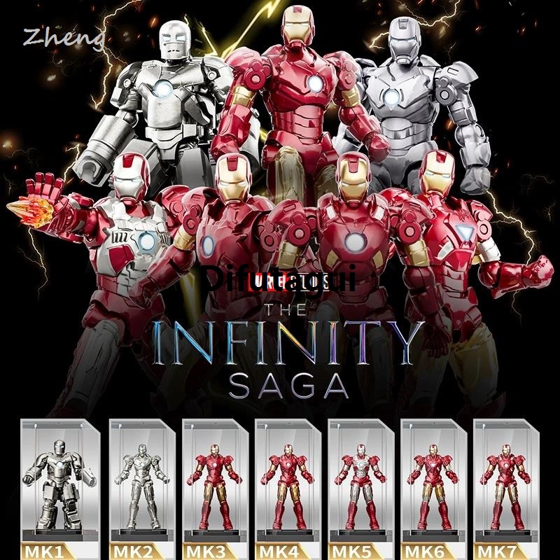 Difutagui Zheng Marvel Authorized Iron Man Armor Mk1-14 Blind Box Building Block New Luxury Assembly Diy Model Figurine Collection Commemorative Item