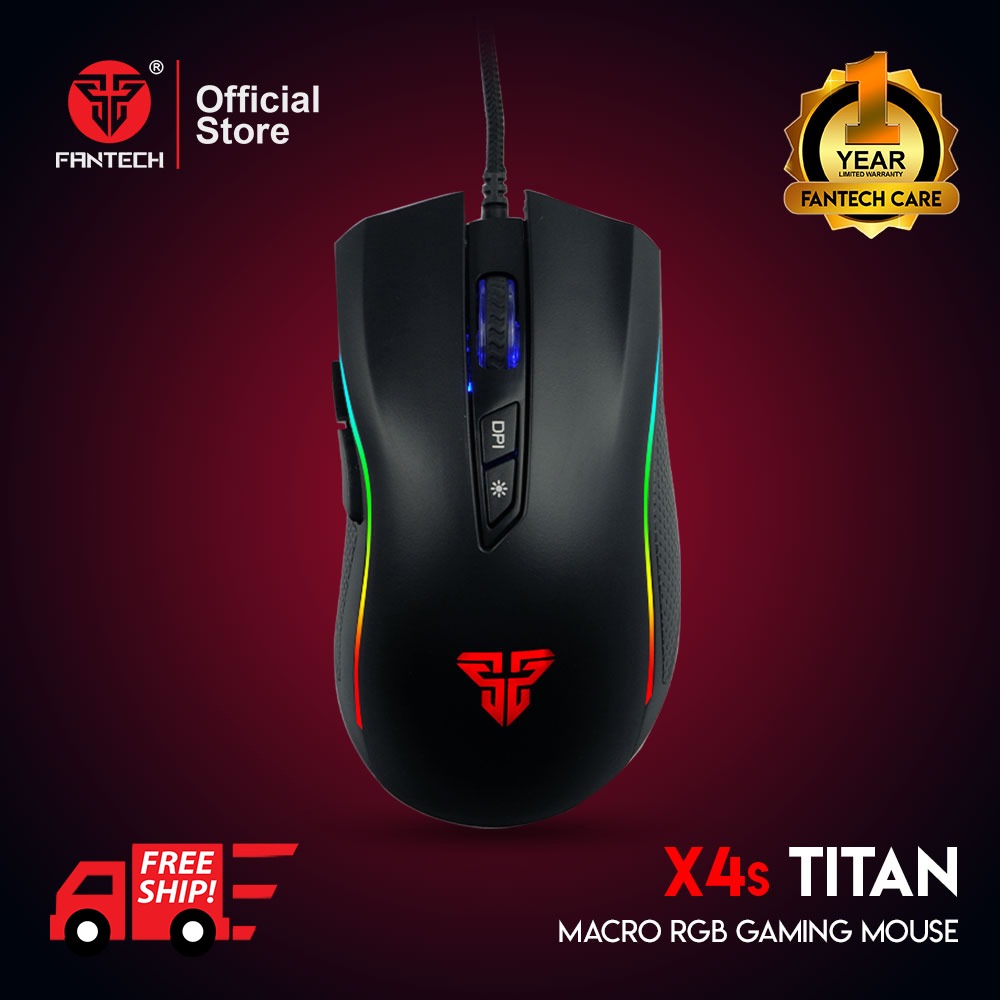 Fantech X4S Titan Fps Ergonomic Running Rgb Chroma-Lighted Macro Wired 7D Gaming Mouse