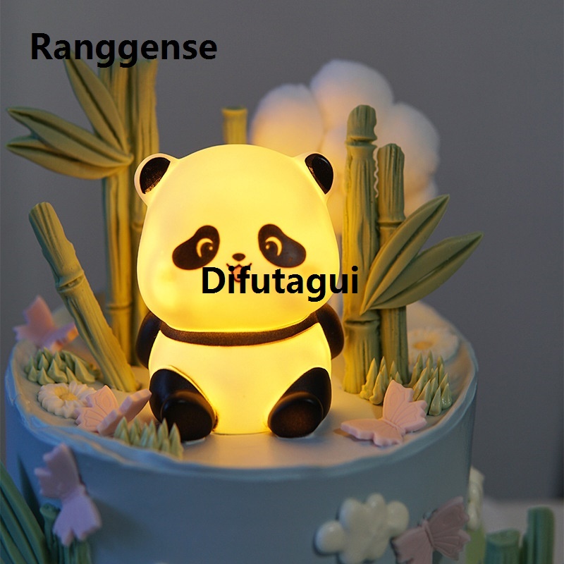Difutagui Bargain price Panda LED Night Light Living Room Cute Panda Plastic Lamp New Bedside Decor Creative Kids Night Light Birthday Gift Cake Decor BNJGF