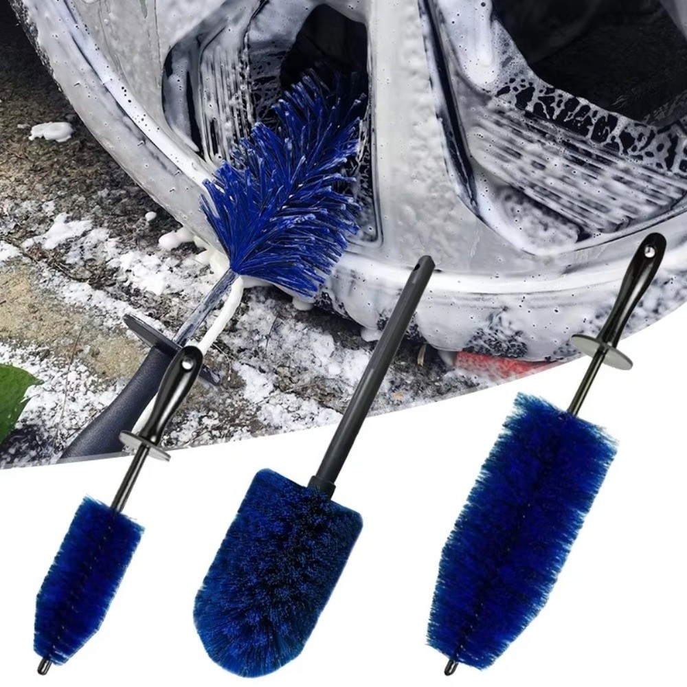 1PC New Long Soft Handle Car Wheel Brush Microfiber Brush Washing Tool Rim Hub Brush Blue Tire Detail Brush