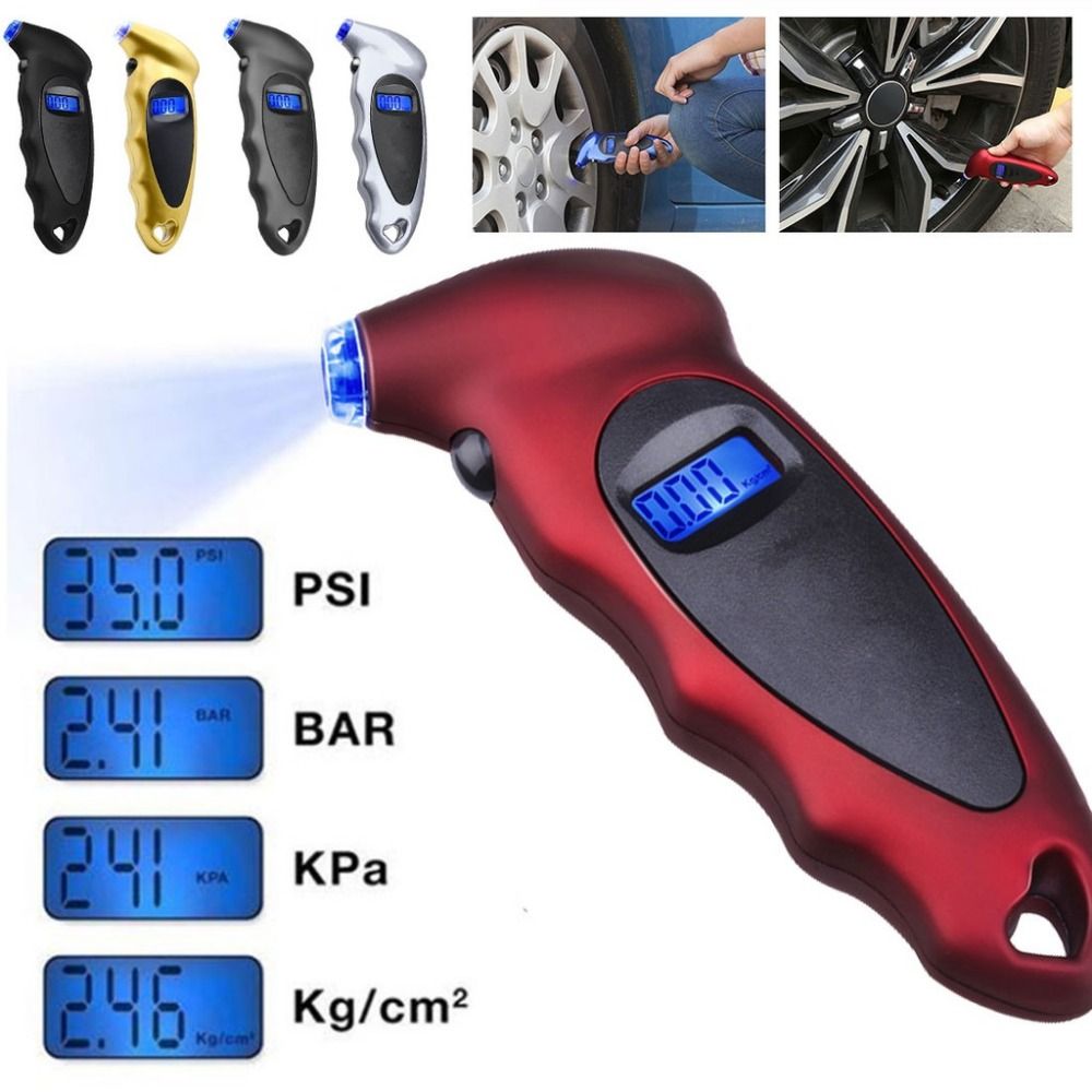 Convenient High Precision Digital Tire Pressure Gauge 0-10 Bar Range LCD Display Car Tire Air Pressure Tester Backlight Feature Digital Monitoring Electronic Tire Manometer Motor Bike Tires