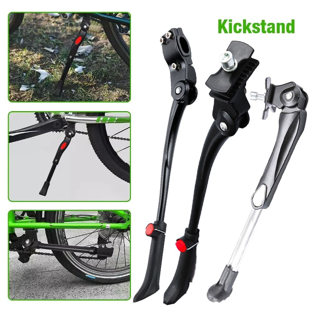 Durable Adjustable Bicycle Kickstand Non-Slip Bicycle Parts Bike Parking Stand Universal Aluminum Alloy Single Side Stand for 24-29 Inch Mountain Bike