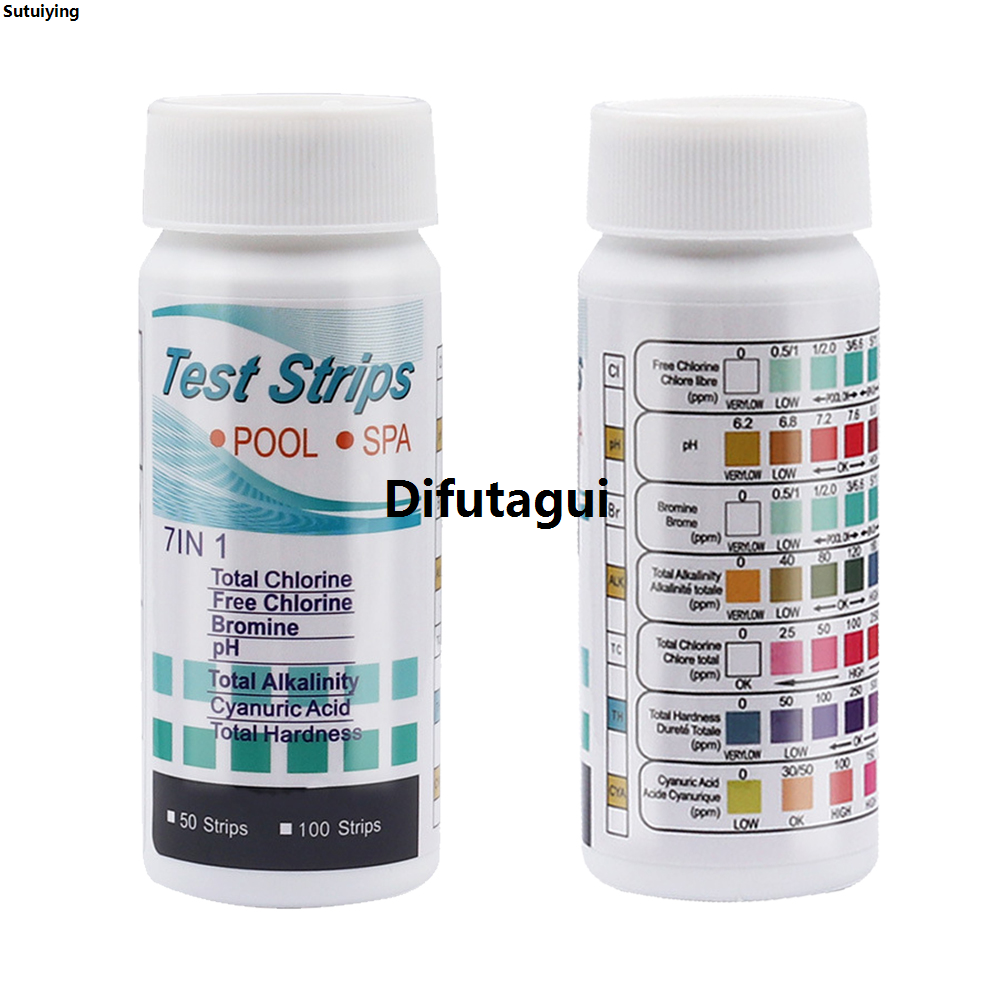 Difutagui 50/100pcs Swimming Pool PH Test Paper High Precision 7-in-1 Water Sales promotion New style Test PH Strips Easy Detection Aquarium Pool Accessories