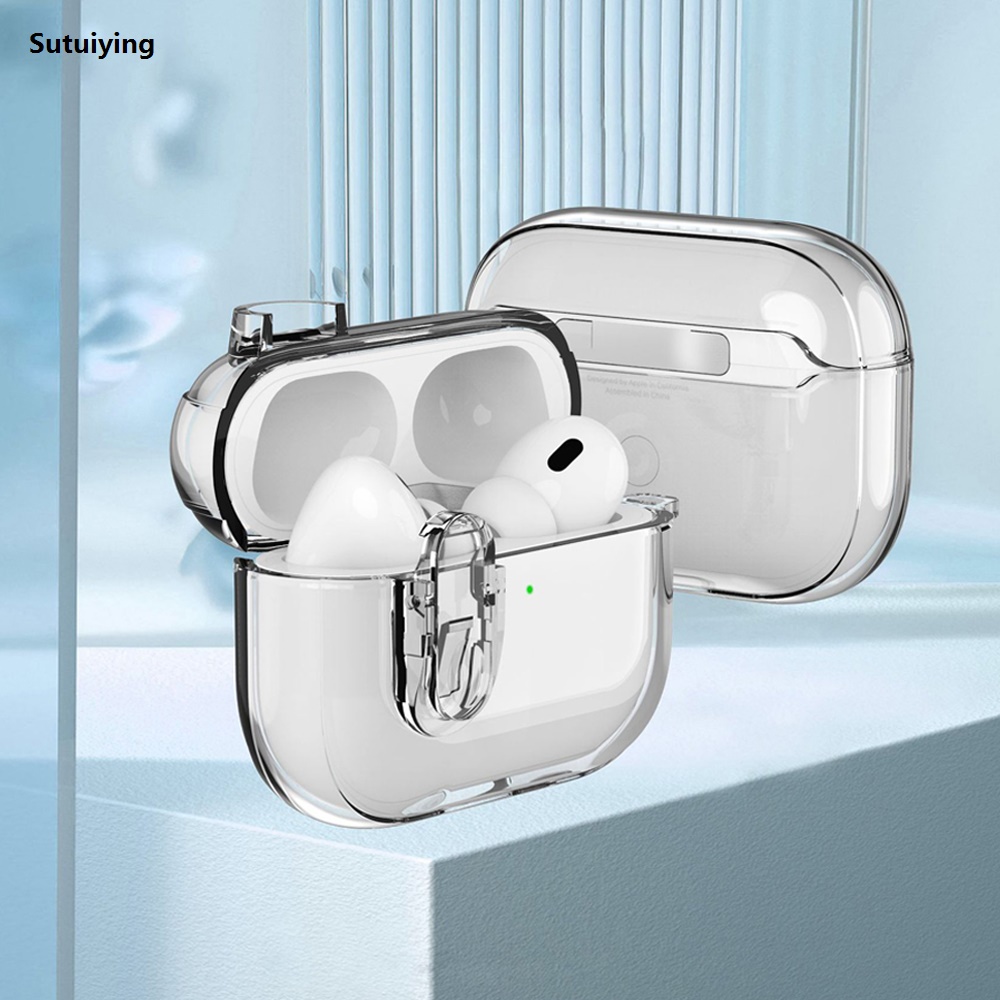 Sutuiying Transparent Crystal Wireless Bluetooth Earphone Case For Airpods 【2025 Version】 Pro 2 2nd TPU Clear Switch Lock Cover For Funda Airpods 4 2024