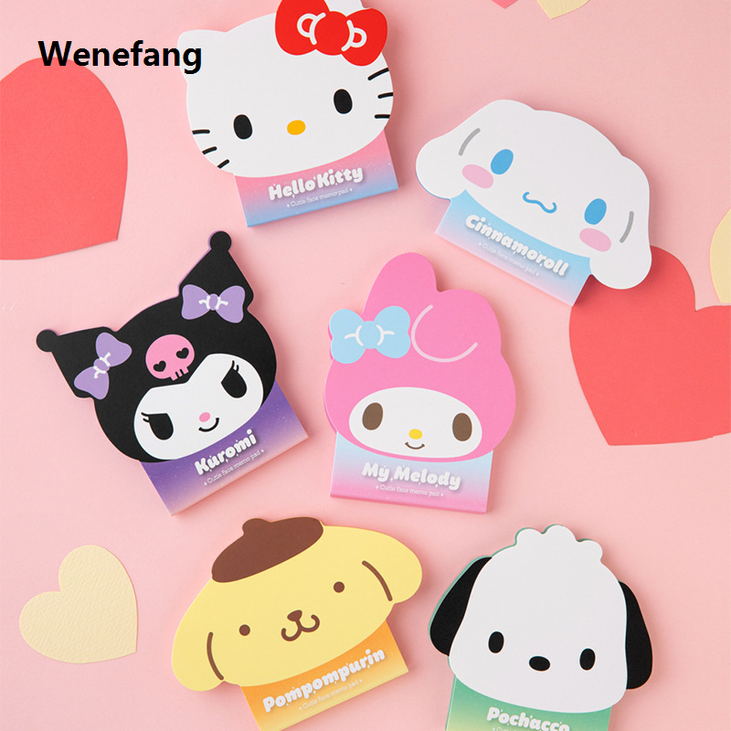 Wenefang Hello Kitty Sanrio My Melody Sticky Note Cartoon Notepad Portable Bargain price Small Notepad Kuromi Note Pad Learn Stationery Gift for Girl