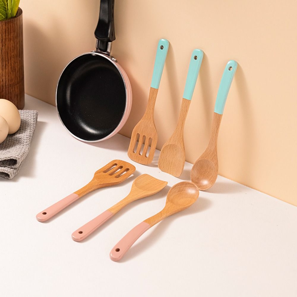 Toy Solid Wood Mini Wooden Spatula Food Spoon Natural Wooden Spoon 17CM Cooking Spatula Children Kitchenware Kid