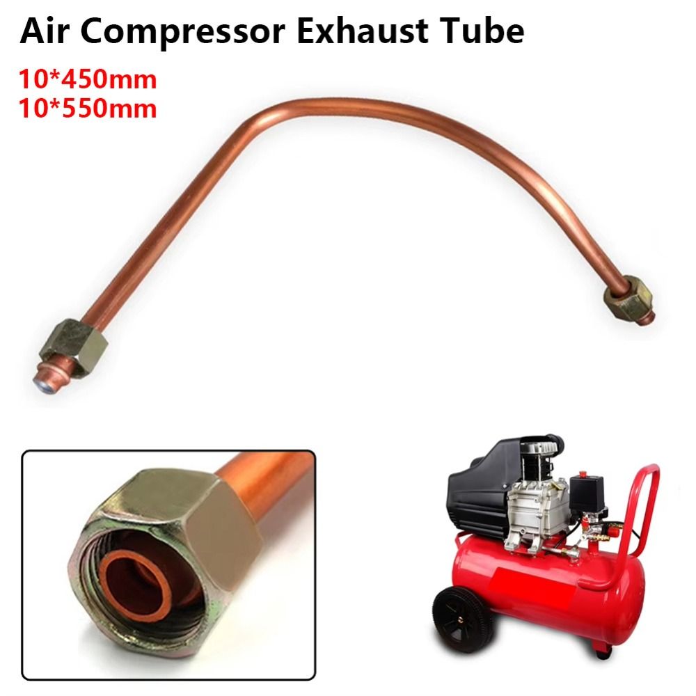 1Pcs New 10*450mm 10*550mm Air Compressor Exhaust Tube G3/8" Hex Nut Aluminum Connecting Pipe Air Line Hose Air Compressor Parts