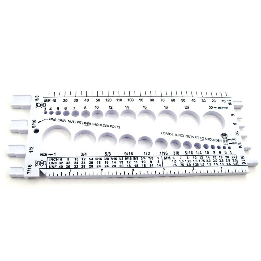 Practical Plastic Nut and Bolt Thread Checker with Inch and Centimeter Ruler Durable Bolt and Nut Identifier Gauge Nut Bolt Size and Thread Identifier Toolbox