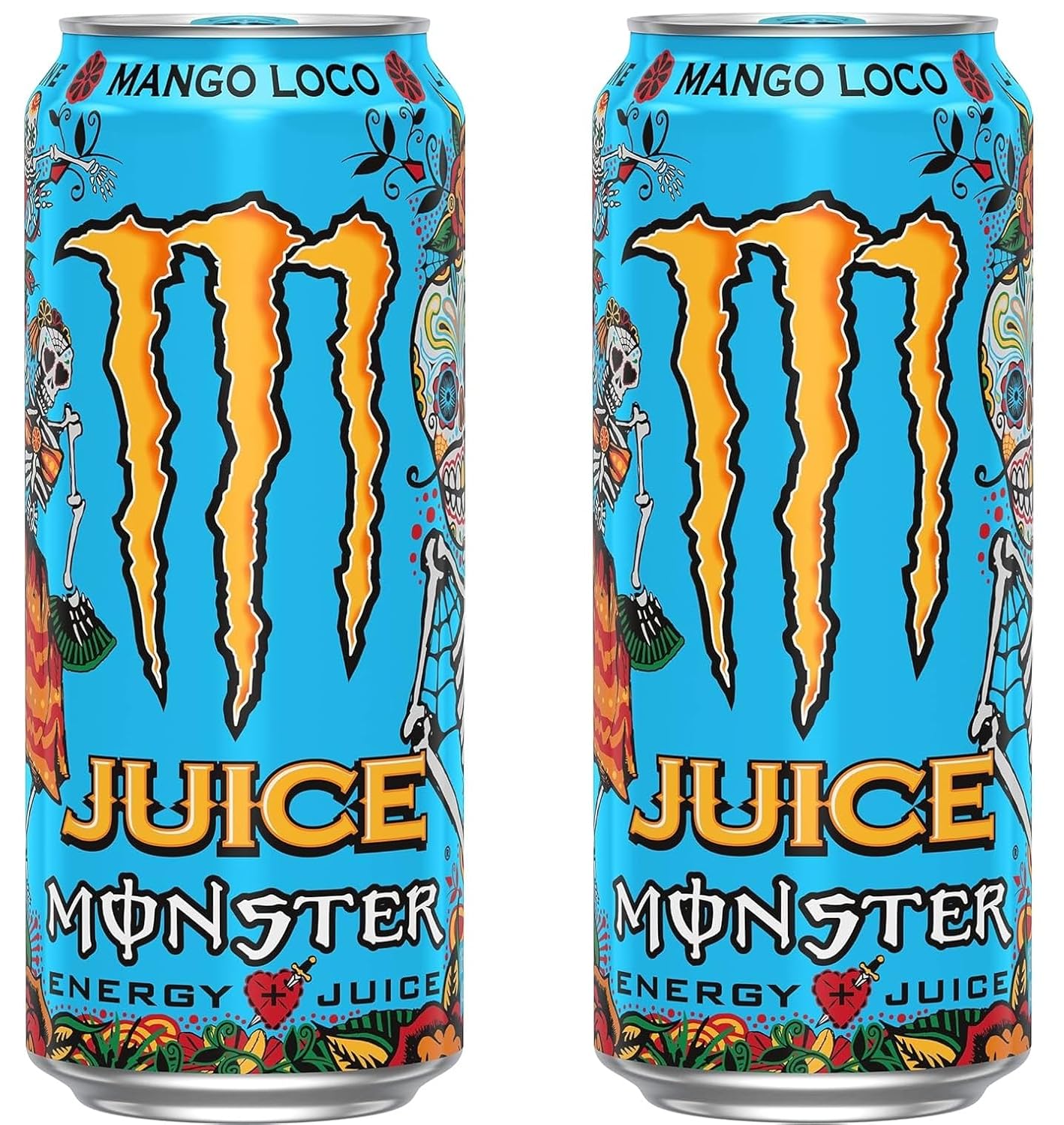 Monster® Mango Loco Energy + Juice Carbonated Energy Drink | L-Carnitine + Inositol + B Vitamins + Taurine, 16.91 fl oz ℮ 500 ml (1pcs)