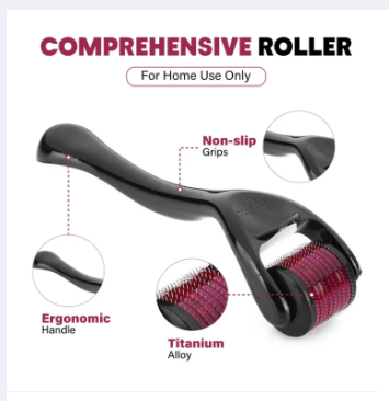 welkaro 1mm Derma Roller for Hair & Beard Growth | Titanium Micro Needle Roller for Hair Regeneration, Skin Care, Acne Scars, Wrinkles, Dark Circles | EasyGlow Microneedle Therapy Tool