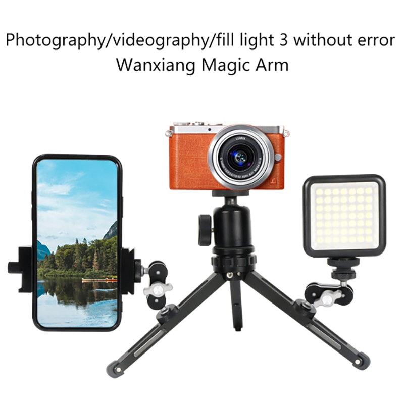 New specials Double Ball Head Magic Arm 1/4 Inch Screw CNC For SLR Camera Tripod Cage Rig LED Video Light Microphone Field Monitor Load 1.5kg A JUE