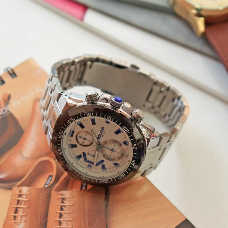 New Design Silver Color Stainless Steel Chain Casual Watch For Men
