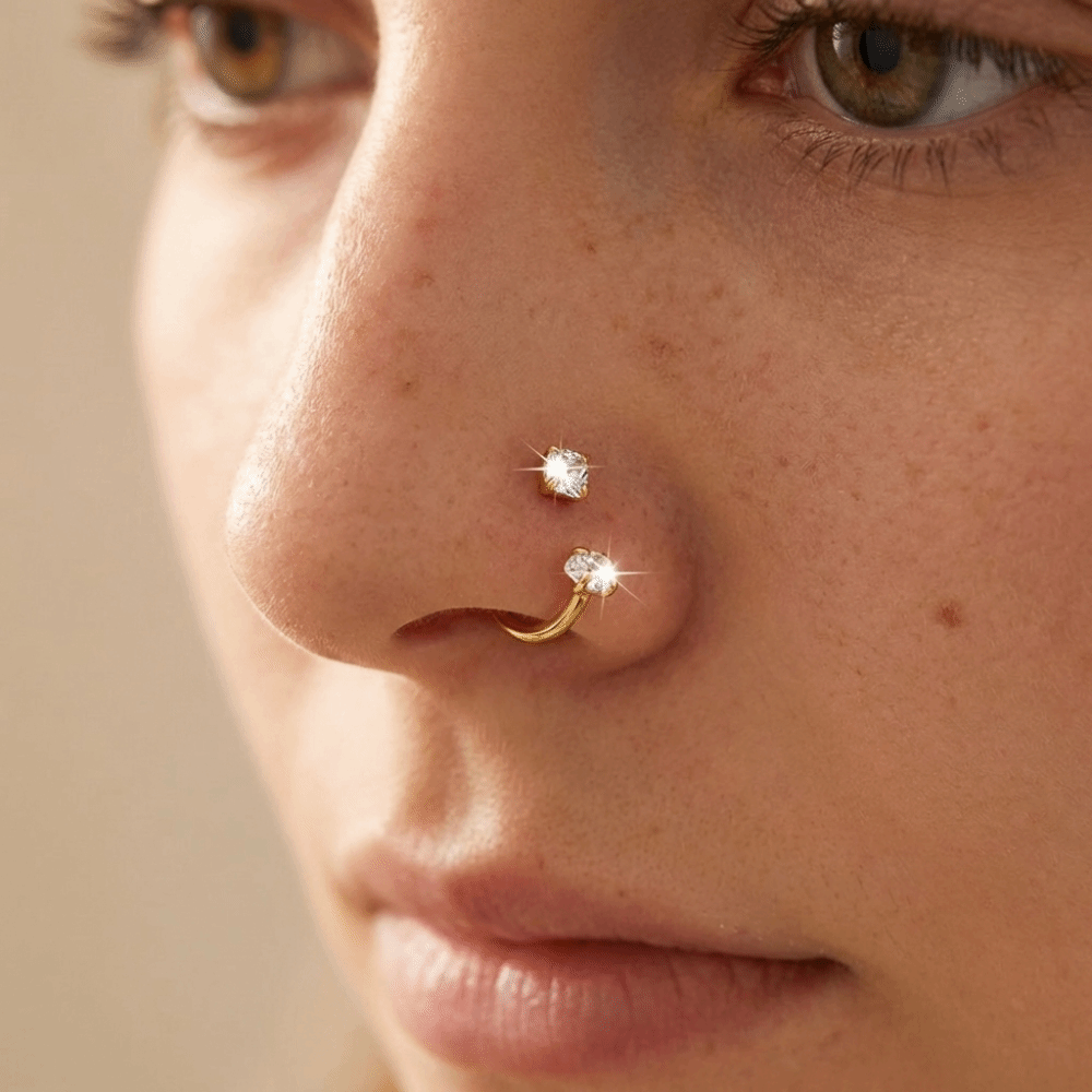 2 PCS New Elegant Nose Ring Stainless Steel Cartilage Helix Earrings C Shaped Piercing Jewelry Daith Piercing Jewelry Women