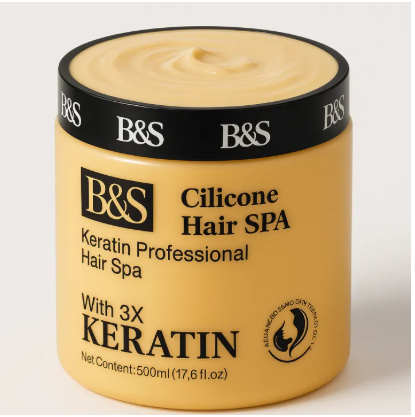 B&S Keratin Professional Saloon Cilicone Hair Spa Treatment with 3x Keratin - 500ml Deep Nourishment & Repair 1 pcs