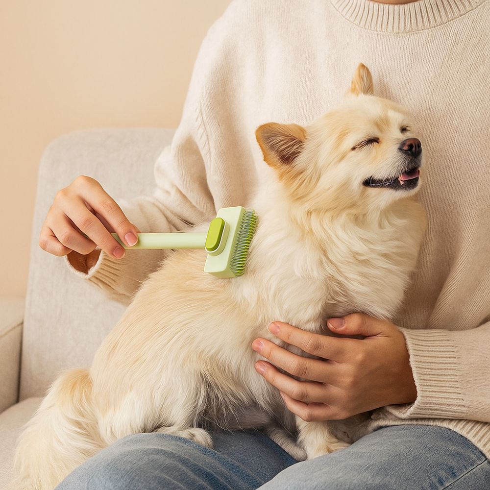 Multifunctional Stainless Steel Pet Grooming Brush Double Sided Self Cleaning Cat Hair Remover Comfort Grip Dog Comb Pet Massage