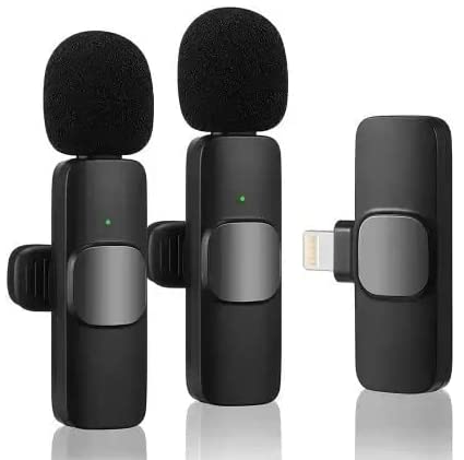 K9 Dual Wireless Microphone, Digital Mini Portable Recording Clip Mic with Receiver for All iOS,Lighting Mobile Phones Camera Laptop for Vlogging YouTube Online Class, Zoom Call