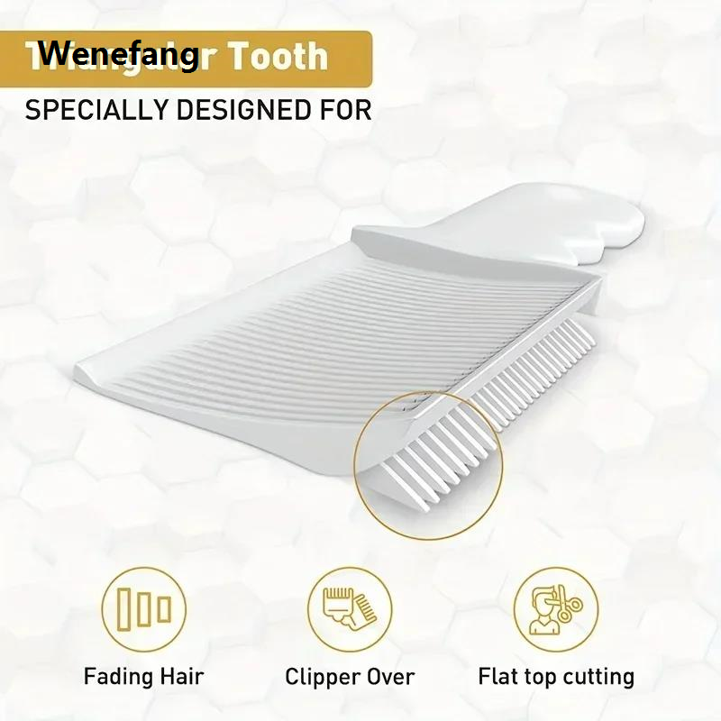 Wenefang Barber Men Curved Positioning Flat Top Comb Professional Hair Cutting Original Hair Stylist Heat-Resistant Comb Salon Home Tools Supplies