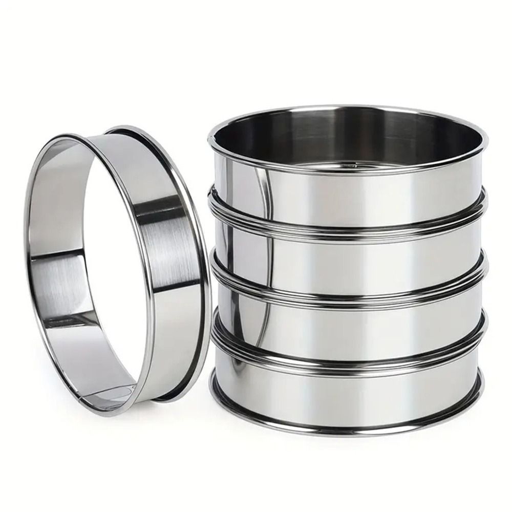 1Pcs Durable Stainless Steel Muffin Tart Rings Fruit Pie Cake Cookie Kitchen Accessory Double Rolled Tart Ring 8/9/10cm for Food Making Round Ring Mold