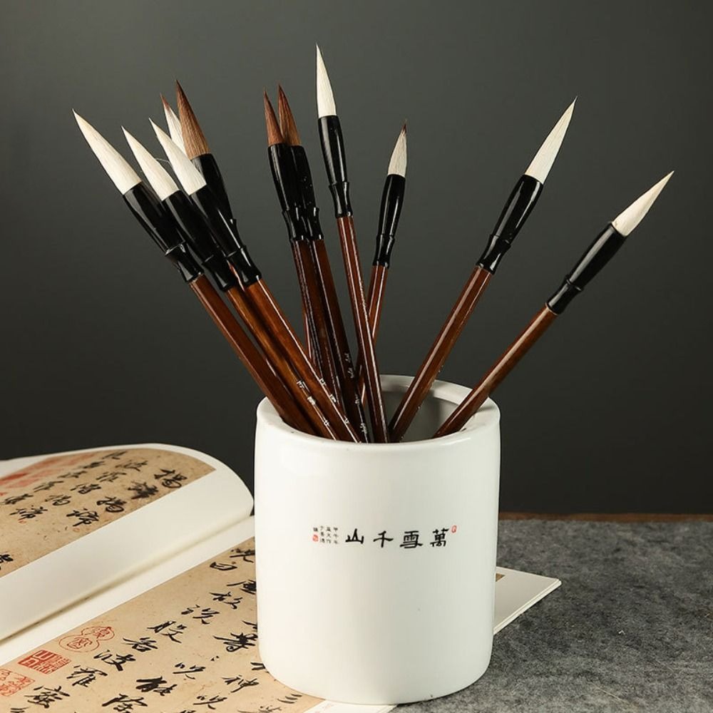 Oil Watercolor Chinese Calligraphy Brush Wolf Hair Oil Painting Scriptures Writing Brush Wood Art Paint Brush Drawing Tool