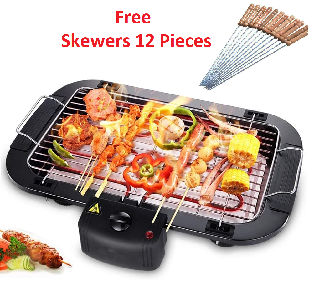 2 in1 Combo Of Electric Barbeque Machine Metal Skewers 12 Pieces