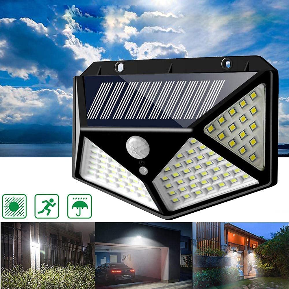 Smart 100 LED Bright Outdoor Solar Lights With Motion Sensor Solar Powered Wireless Waterproof Night Spotlight With Powerful Backup