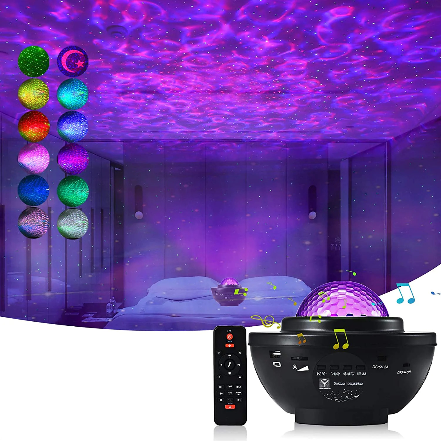 Galaxy Star Night Light 360 Lamp Starry Wave Projector LED Lighting