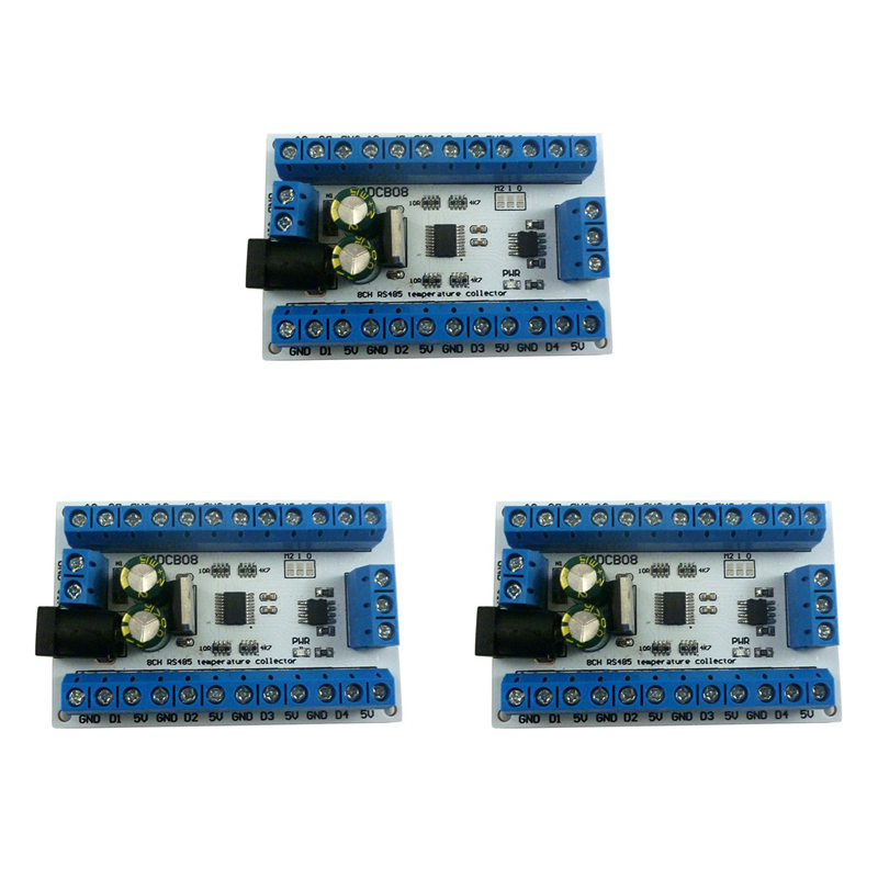 OUMERY 3X 8Ch Ds18B20 Rs485 Modbus Rtu Temperature Control Sensor Remote Digital Module PLC R4DCB08