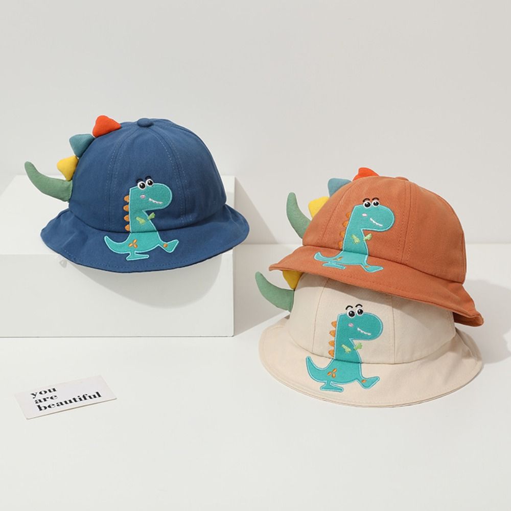Casual Cartoon Dinosaur Children Fisherman Hat Sunscreen Wide Brim Kids Bucket Hat UV Panama Hat Baby Sun Cap Summer
