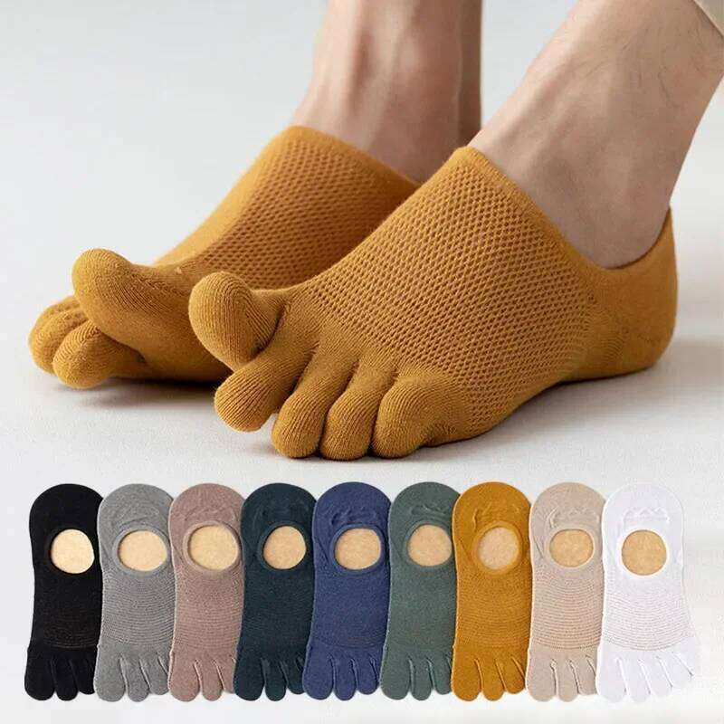 1/3 Pairs Mens Finger Boat for Flats Unisex Summer Invisible Sheer Breathable Liner Mesh Thin Socks
