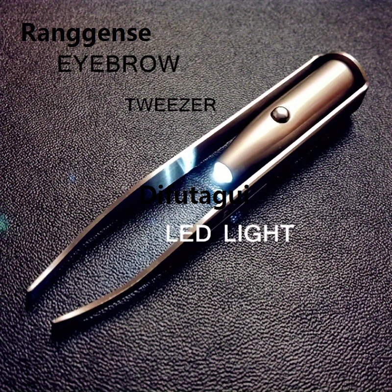 Difutagui 【2025 Version】 LED Light Eyebrow Tweezer - Unscented, Power-Free Stainless Steel Precision Hair Removal Tool with Smart Design, 1pc Portable Makeup Tweezer Without Battery