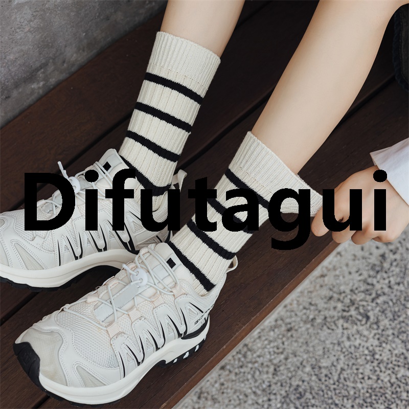 Difutagui Fifty percent discount Vintage women's socks stripe mixed color spring and autumn women's Special socks fashion korean style casual long loose socks suitable for girls floor
