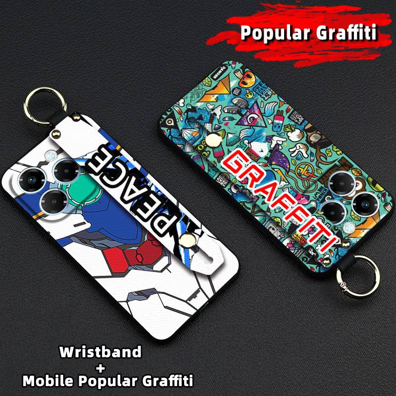 Wrist Strap Anti-dust Phone Case For Realme 14 5G Global Fashion Dirt-resistant Ring Anti-knock Wristband Shockproof