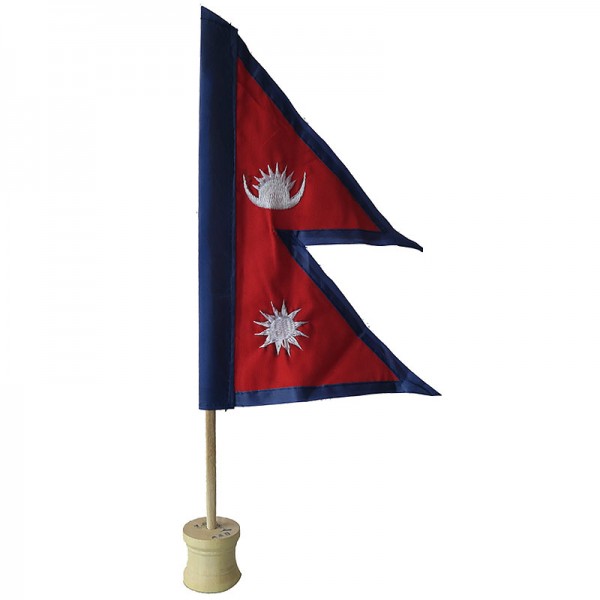 National Flag of Nepal / Polyester fabric Nepal flag 9 inchWith stand for Table Top