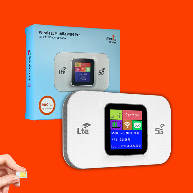 Portable WiFi, 300Mbps 4g LTE Mobile Hotspot, Hotspot Device with Sim Card Slot, Portable WiFi Hotspot for Travel, Mini Smart Pocket Router Built in 3000mah Lithium Battery