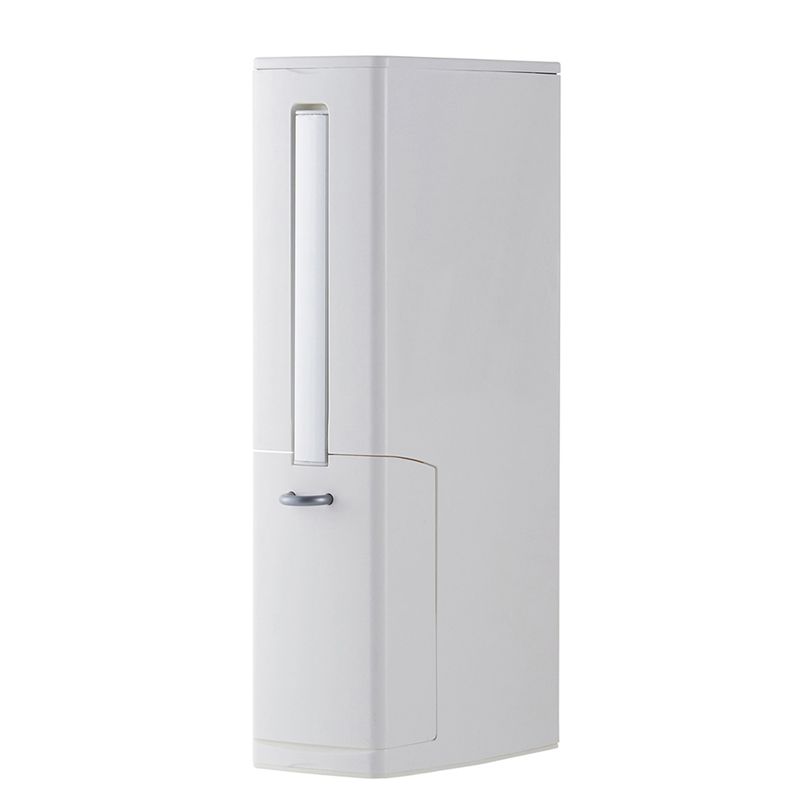 JAERBEE Bathroom Trash Can, Toilet Brush Set, Small Trash Can, Ultra-Thin Plastic Trash Can with Lid White