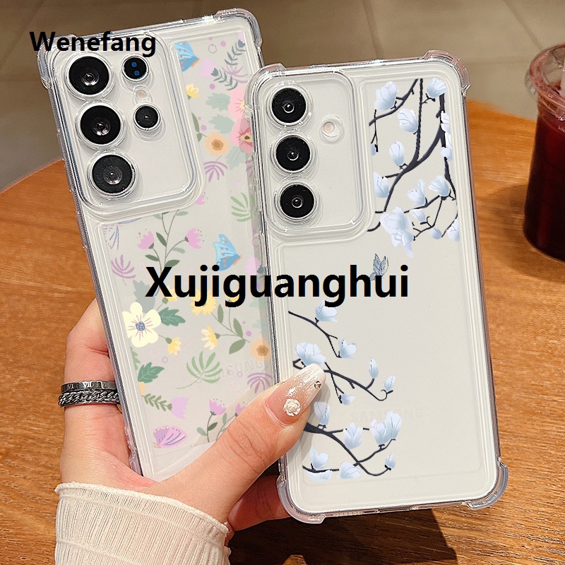 Xujiguanghui Wenefang 2025 New Flower Soft Silicone Case For Samsung Galaxy S25 S22 Ultra S24 S23 FE A56 A36 A16 A06 A35 A25 A15 A55 A54 Shockproof Phone Cover