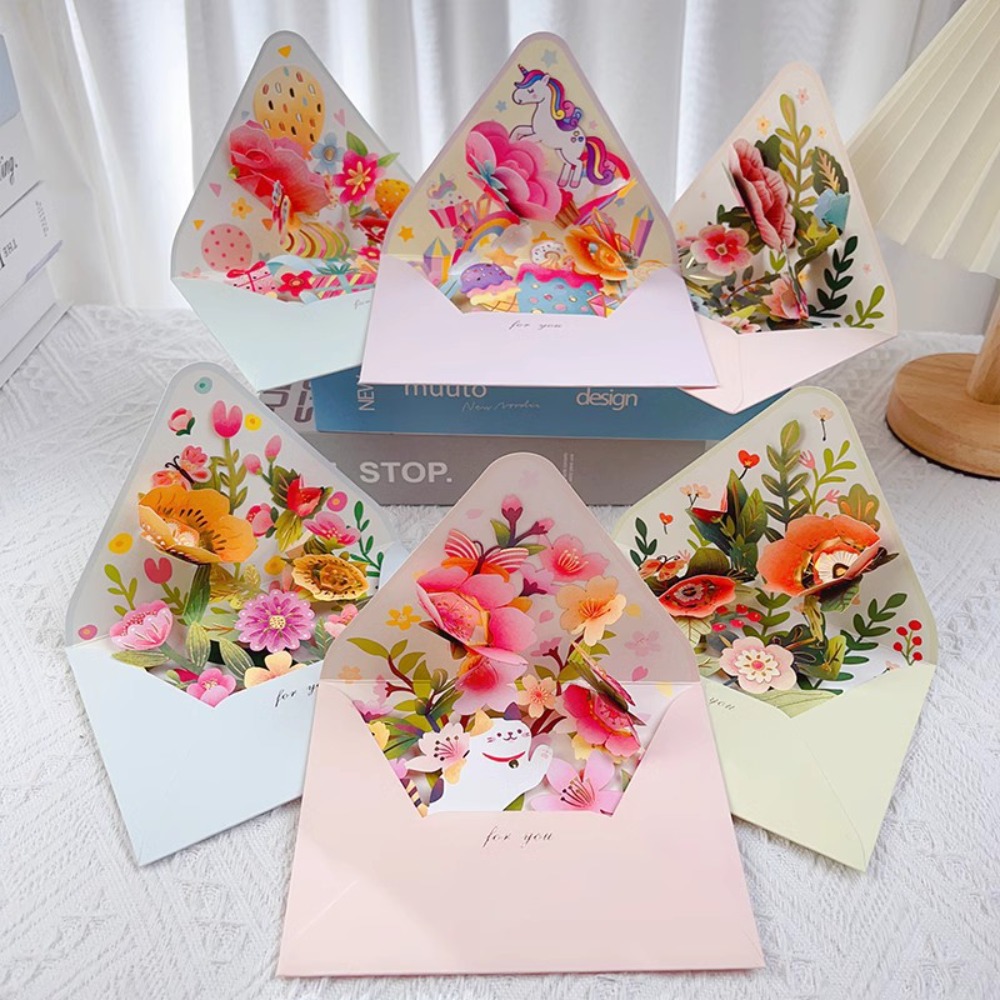 Romantic Happy Valentines Day 3D Pop-Up Valentine's Day Cards Handwriting Invitation Pop UP Greeting Cards Folding Love Forever 3D Love Postcard Birthday