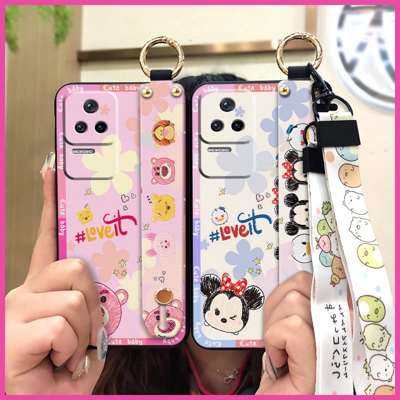 Silicone ring Phone Case For Redmi K40S/Xiaomi Poco F4 5G Wrist Strap protective Kickstand Back Cover Phone Holder