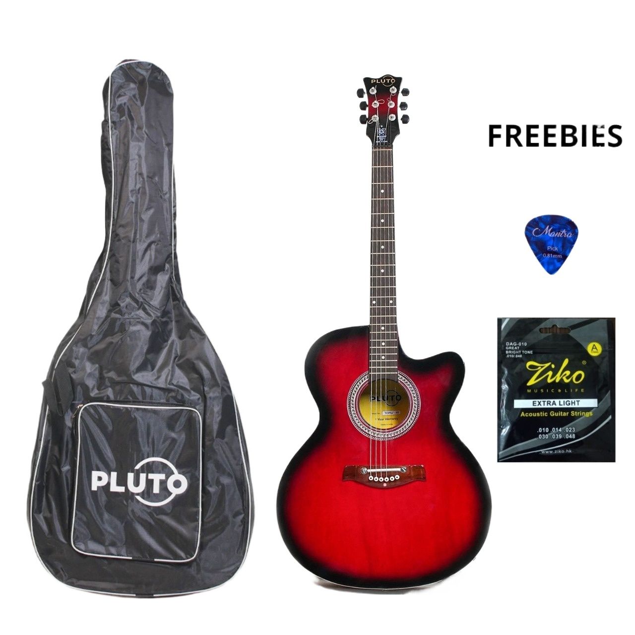 Pluto 265 Acoustic Guitar - Red