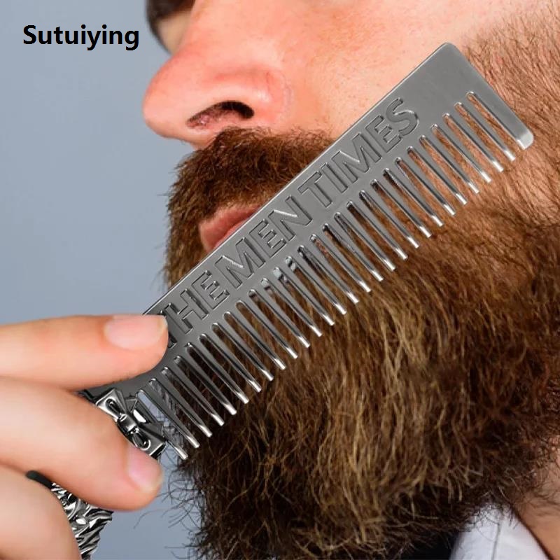 Sutuiying Barber Styling Metal Comb Zinc alloy Men Beard Comb Mustache 2025 New Care Shaping Tools Pocket Hair Comb Salon Styling