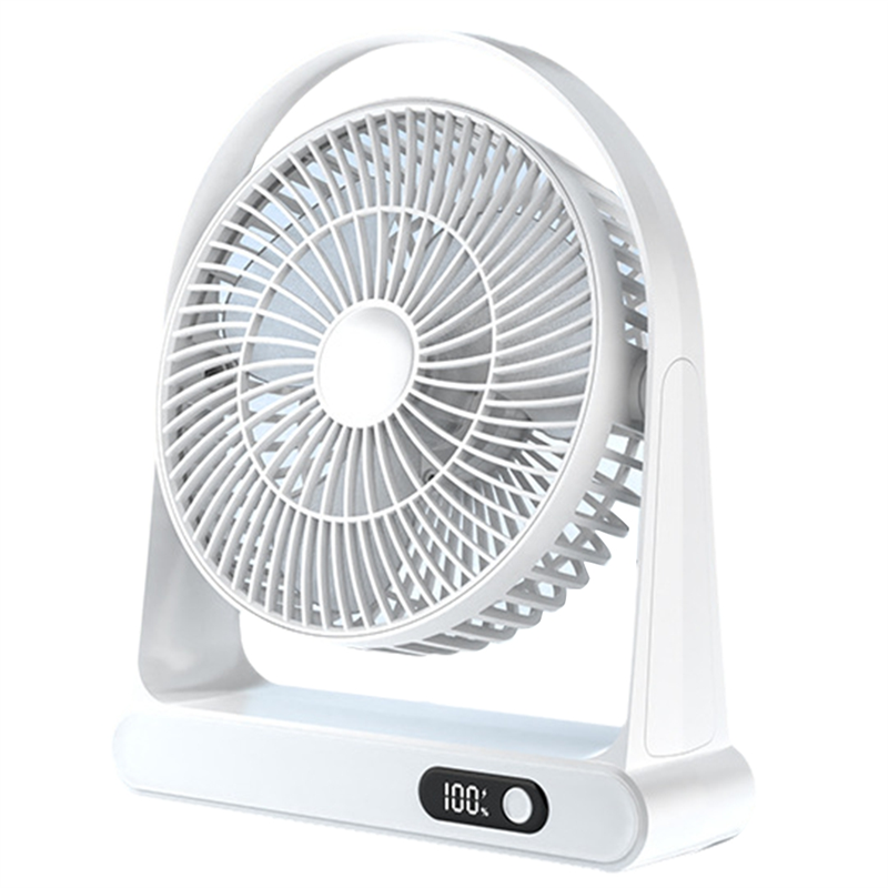 Desktop USB Small Fan, Office Fan, Mini Portable Rechargeable Digital Display Fan,White